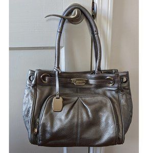 B.Makowsky Large Silver Shoulder Bag